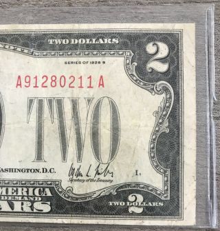 Series 1928 B $2 Two Dollar Legal Tender Note FR - 1503 BA9 4