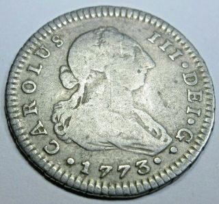 1773 Spanish Silver 1 Reales Piece Of 8 Real Colonial Era Pirate Treasure Coin