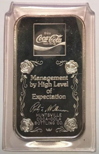 1 Oz Silver.  999 Fine Coca Cola 75th Anniversary Huntsville Bottling Co.  Alabama