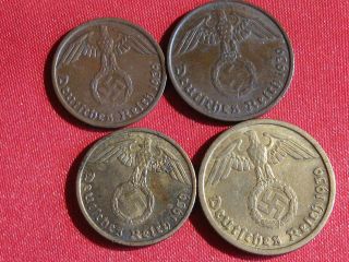 4german Nazi Coins Year Set 1939