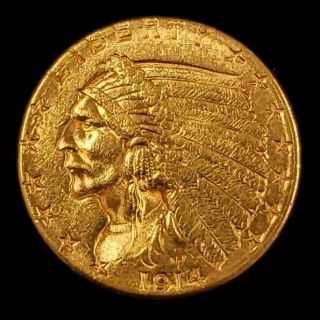 1914 D Us American Indian Head Quarter Gold Eagle $2.  5 Collector Coin ^ihqe1401