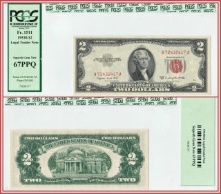 1953b $2 U.  S.  Legal Tender Bank Note Pcgs 67 Ppq Gem Unc Two Dollars