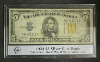 1934 A $5 Silver Certificate North Africa