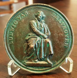 1880 Antique Art Bronze Medal Of Beethoven