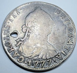 1777 Pr 4r Spanish Silver 4 Reales Piece Of 8 Real Colonial Pirate Treasure Coin