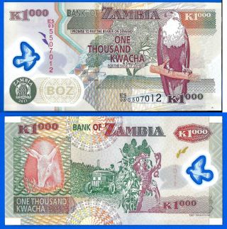 Zambia 1000 Kwacha 2011 Unc Polymer Africa Banknote Aigle World