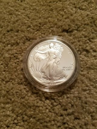 1990 American Eagle One Ounce Proof Silver Bullion Coin and 5