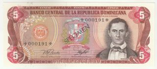 Dominican Republic 5 Pesos Oro " Specimen " 1978 Issue Banknote P118s In Unc