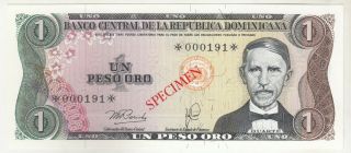 Dominican Republic 1 Peso Oro " Specimen " 1978 Issue Banknote P116s In Unc