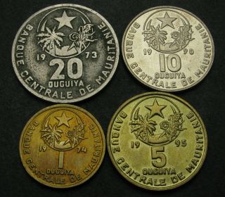 Mauritania 1,  5,  10,  20 Ouguiya 1973/1995 - 4 Coins.  - 506