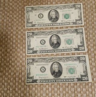 Twenty Dollar Bills 1950a 1950d 1963a