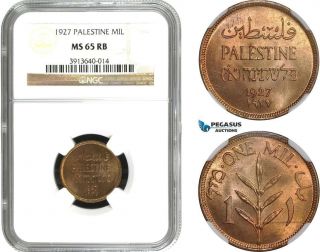 Ac572,  Palestine,  1 Mil 1927,  London,  Ngc Ms65rb
