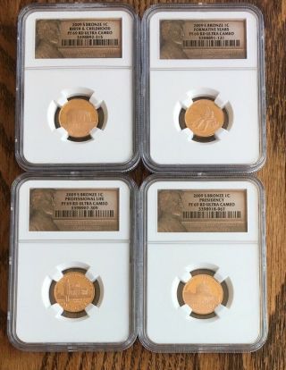 2009 S Lincoln Bicentennial Penny Set - Ngc - Pf 69 Rd - Ultra Cameo - 4 Coins