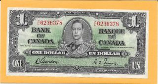 1937 Canadian 1 Dollar Bill C/l6236378 (circulated)