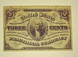 1863 3 Cent Fractional Note Look
