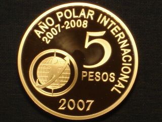 Argentina 5 Pesos Silver Proof 2007 International Polar Year Marambio Base