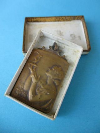 Vintage 1928 Art Nouveau French Cross Country Sport Race Bronze Medal Medallion