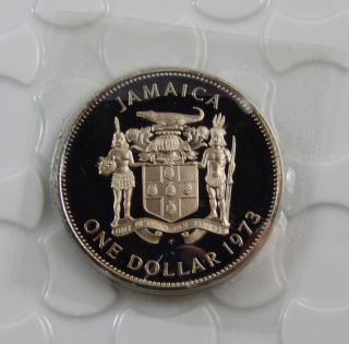 Jamaica 1973 Gem Proof $1 One Dollar Coin Bustamante C0517