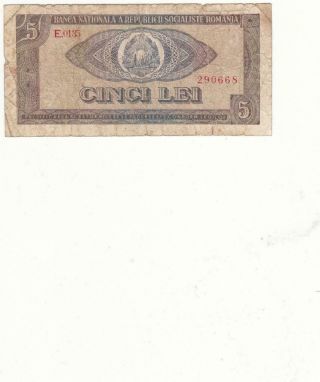 Romania Romanian Banknote 5 Lei 1966