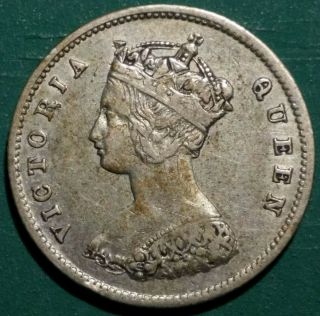 1865 Hong Kong Victoria 10 Cents Silver Coin