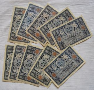 36 x 20 Mark Reichsbanknote from German Land 1915, .  in to UNC/aUNC 2