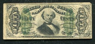 Fr.  1331 50 Fifty Cents Third Issue Fractional Currency Note “spinner” Vf