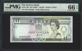 1993 Fiji $1 Dollar,  P - 89a Reserve Bank,  Pmg 66 Epq Gem Unc,  Older Type Replaced