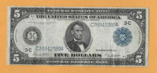 U.  S.  1914 $5 Dollar Bill Large Note