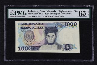 1987 Indonesia Bank Indonesia 1000 Rupiah Replacement Pick 124a Pmg 65 Epq Unc