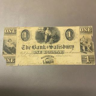 1846 $1 The Bank Of Salisbury Maryland Obsolete Currency