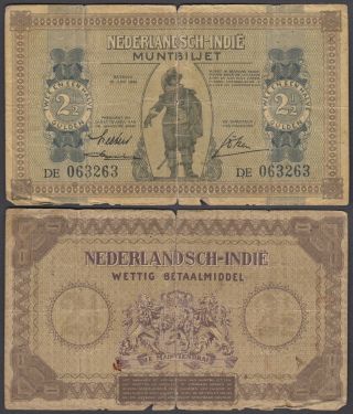 Netherlands Indies 2 1/2 Gulden 1940 (vg) Banknote P - 109 Muntbiljet
