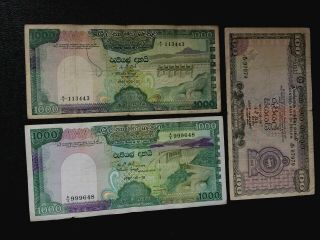 Sri Lanka Ceylon 3 X Bank Notes