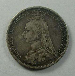 1887 Great Britain 6 Six Pence Silver Hg - 2683