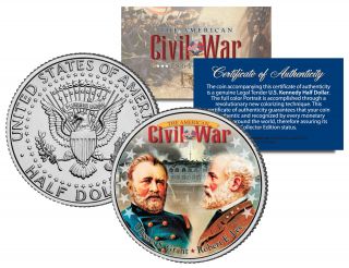 Civil War Generals Robert E.  Lee & Ulysses S.  Grant Jfk Half Dollar Us Coin