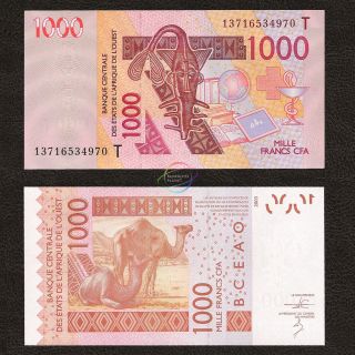 West African States Togo 1,  000 1000 Francs 2013 P - 815t Unc