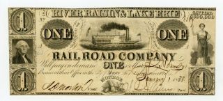 1838 $1 The River Raisin & Lake Erie Rail Road Co.  - Monroe,  Michigan Note