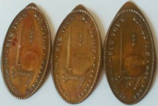 3 Elongated Cents From The 1939 York World 