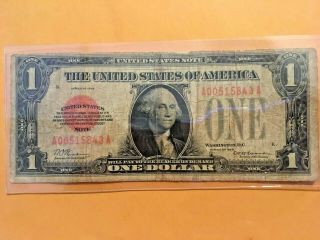 U.  S.  One Dollar Bill 1928 Washington Red Seal