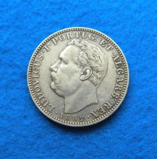 1882 India Portuguese Goa Rupia Km 312 - Silver Coin -