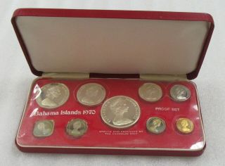 1970 Bahama Islands 9 Coin Proof Set with 4 - Silver Coins 3