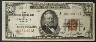 1929 $50 National Currency,  The Federal Reserve Bank Of Kansas City