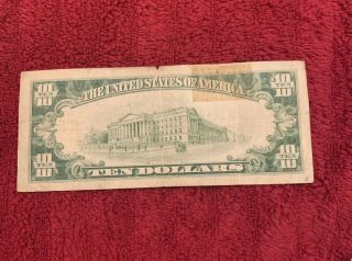 1928 10 Dollar Gold Certificate,  2 Small Tears One 1/2” Tear,  Note 5