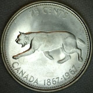 1967 Canada Silver Uncirculated Quarter Canadian Centennial 25c Coin Unc