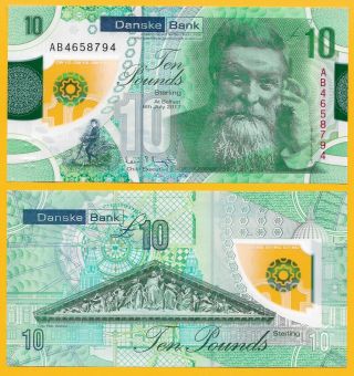 Northern Ireland 10 Pounds P - 2017 (2019) Danske Bank Unc Polymer Banknote