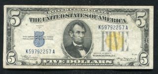 Fr.  2307 1934 - A $5 Five Dollars “north Africa” Silver Certificate Very Fine (n)