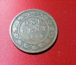 1859 Canada Queen Victoria 1 Cent Coin -