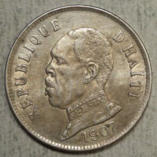 Haiti 50 Centimes 1907,  Almost Uncirculated,  Scarce 0624 - 99