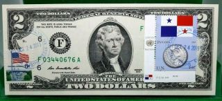 $2 Dollars 2013 Stamp Cancel Flag Of Un From Panama Lucky Money Value $99.  95