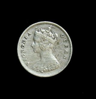 1901 Hong Kong 10 Cents Silver Coin Victoria