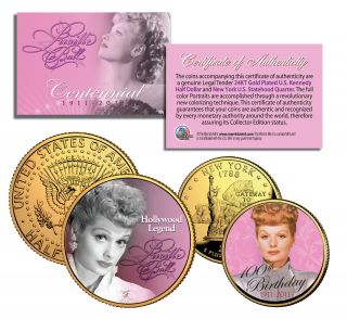 Lucille Ball I Love Lucy 100th Birthday U.  S.  Legal Tender 2 - Coin 24k Set